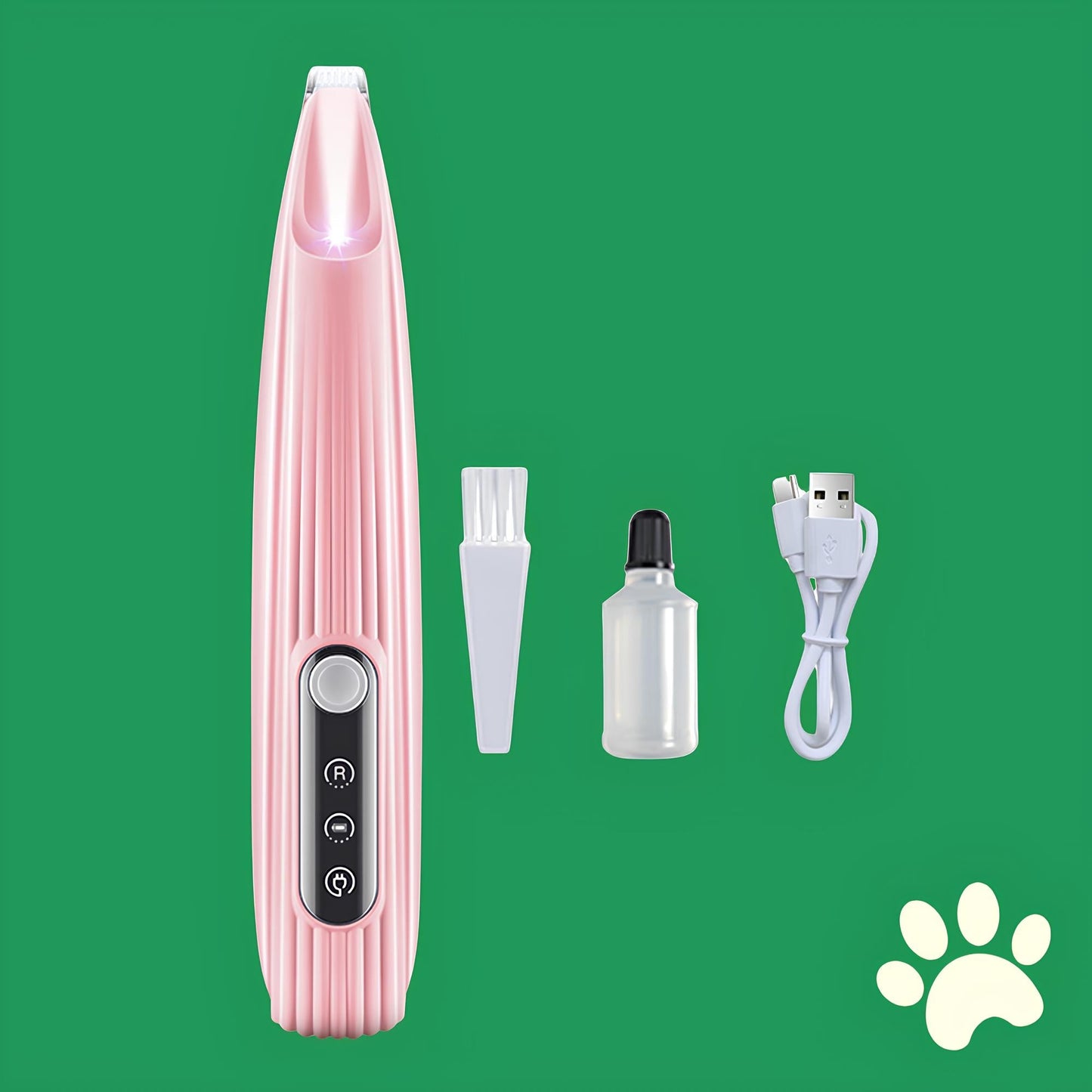Tondeuse électrique rose pour pattes de chien avec accessoires