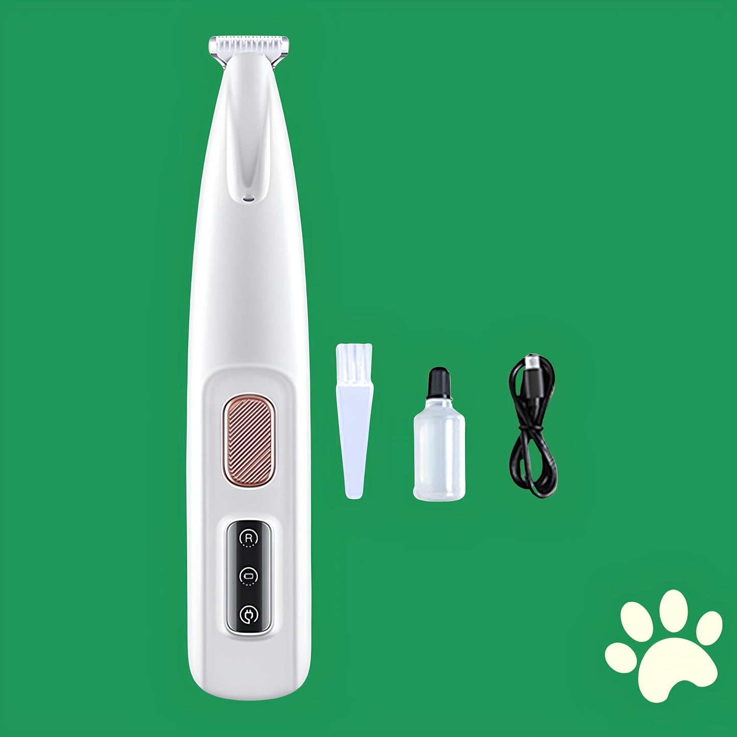 Tondeuse électrique blanche pour pattes de chien avec accessoires