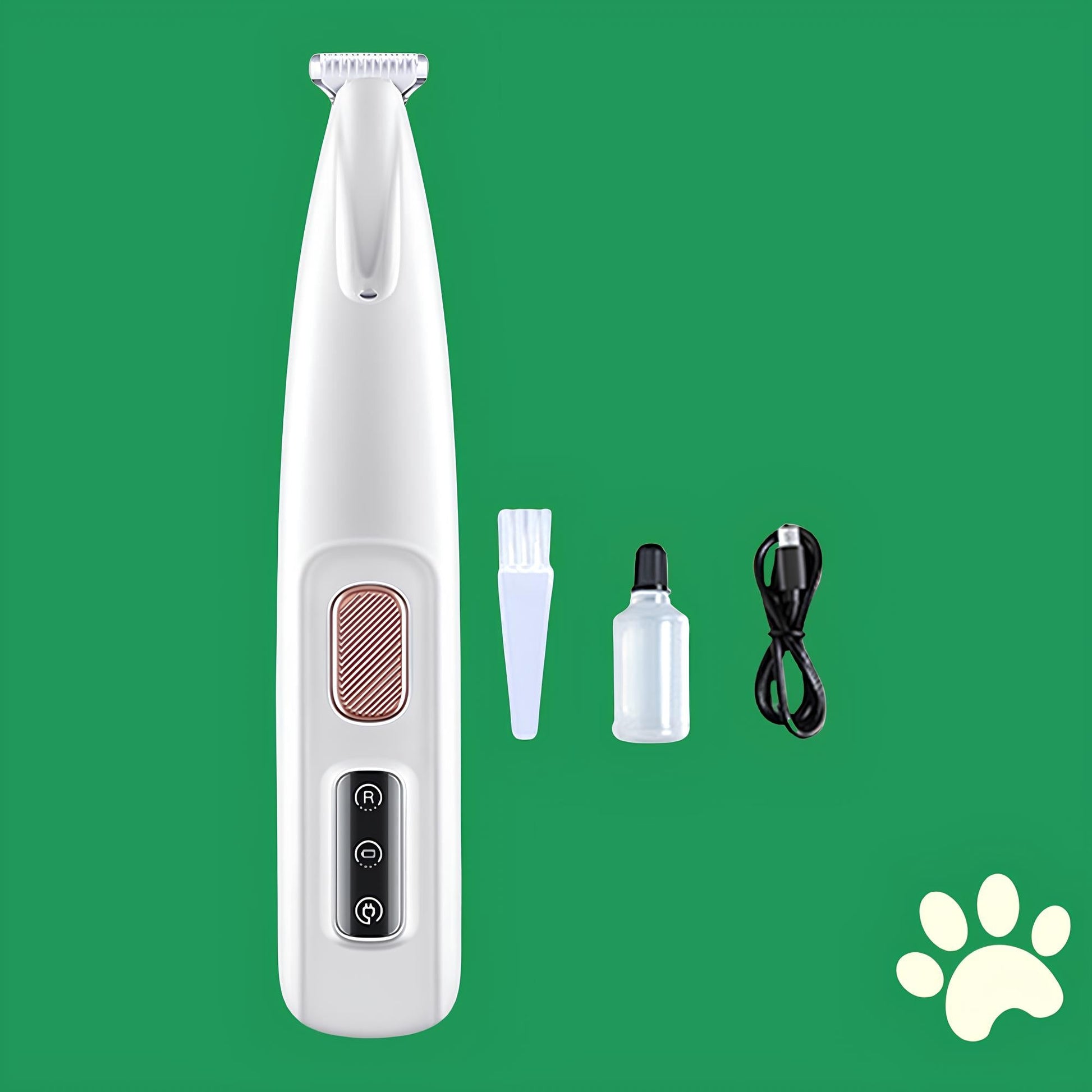 Tondeuse électrique blanche pour pattes de chien avec accessoires